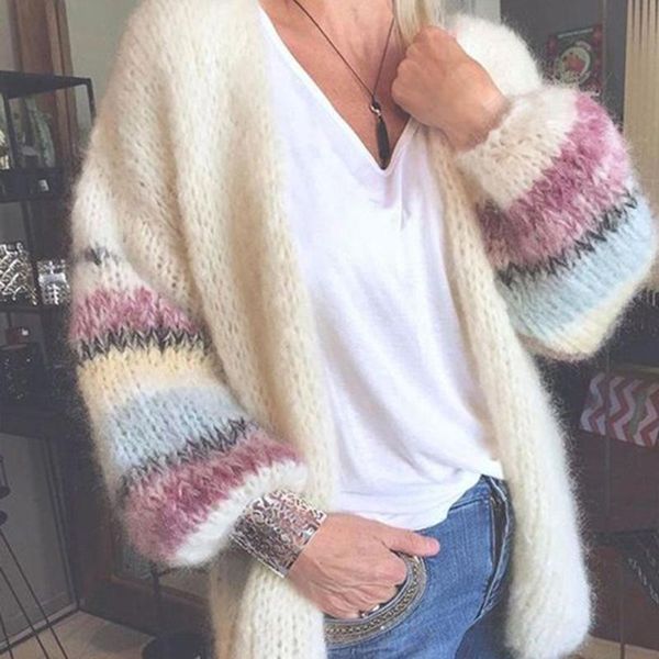 women's knits & tees autumn winter striped long lantern sleeve soft sweater cardigan womens sweaters candy color knit coat, White
women's knits & tees autumn winter striped long lantern sleeve soft sweater cardigan womens sweaters candy color knit coat, White