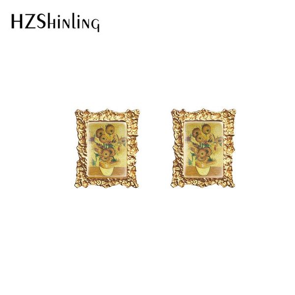 stud vintage earrings famous oil paintings sunflower starry night lotus rectangle glass cabochon jewelry handmade, Golden;silver
stud vintage earrings famous oil paintings sunflower starry night lotus rectangle glass cabochon jewelry handmade, Golden;silver