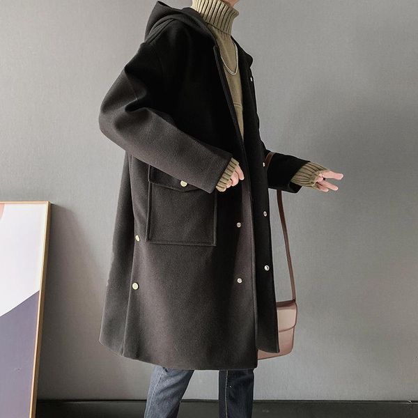 men's trench coats coat 2021 autumn winter slim pure color long woolen with sleeves young clothing casual personality, Tan;black
men's trench coats coat 2021 autumn winter slim pure color long woolen with sleeves young clothing casual personality, Tan;black