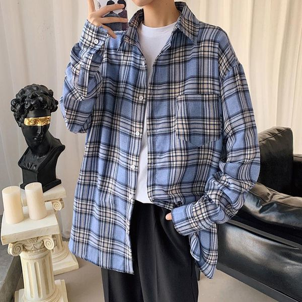 men's casual shirts spring autumn cotton plaid shirt fashion retro men streetwear korean loose long sleeve mens -2xl, White;black
men's casual shirts spring autumn cotton plaid shirt fashion retro men streetwear korean loose long sleeve mens -2xl, White;black