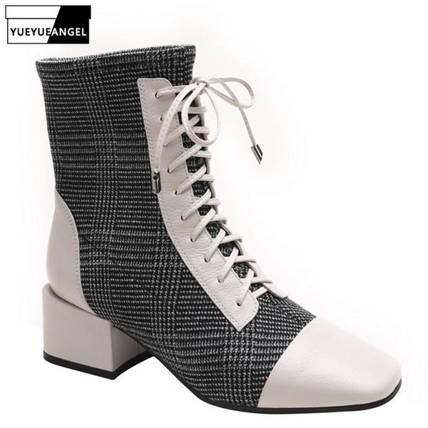euro autumn square toe genuine leather patchwork womens plaid boots british fashion new lace up high heel female mid calf boots, Black
euro autumn square toe genuine leather patchwork womens plaid boots british fashion new lace up high heel female mid calf boots, Black