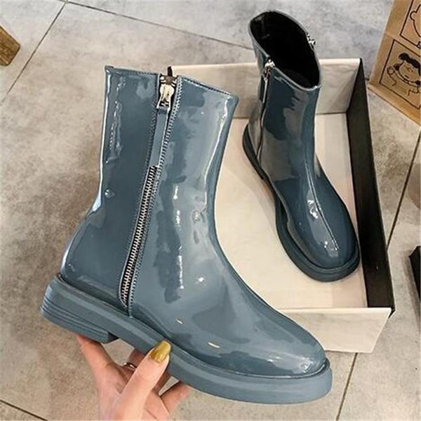 spring autumn fashion women platform boots round toe thick bottom heels waterproof boots blue patent leather ankle boot, Black
spring autumn fashion women platform boots round toe thick bottom heels waterproof boots blue patent leather ankle boot, Black