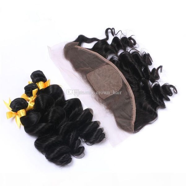 loose wave human hair bundles with silk base lace frontal closure 8a brazilian ear to ear full lace frontal with bundles 4pcs lot, Black
loose wave human hair bundles with silk base lace frontal closure 8a brazilian ear to ear full lace frontal with bundles 4pcs lot, Black