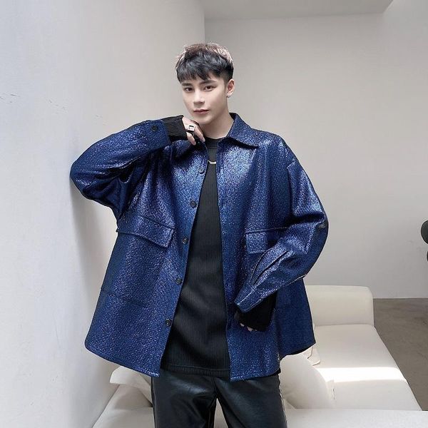 men's casual shirts men coating fabric long sleeve loose hairstylist fashion shirt coat male streetwear hio hop stage clothing, White;black
men's casual shirts men coating fabric long sleeve loose hairstylist fashion shirt coat male streetwear hio hop stage clothing, White;black