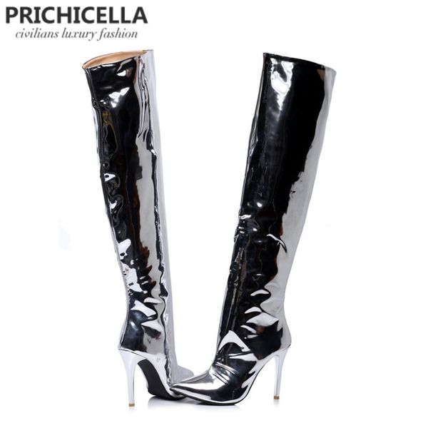 prichicella stylish girl silver mirror leather pointed toe high heel over the knee boots shiny tall booties y200723, Black
prichicella stylish girl silver mirror leather pointed toe high heel over the knee boots shiny tall booties y200723, Black
