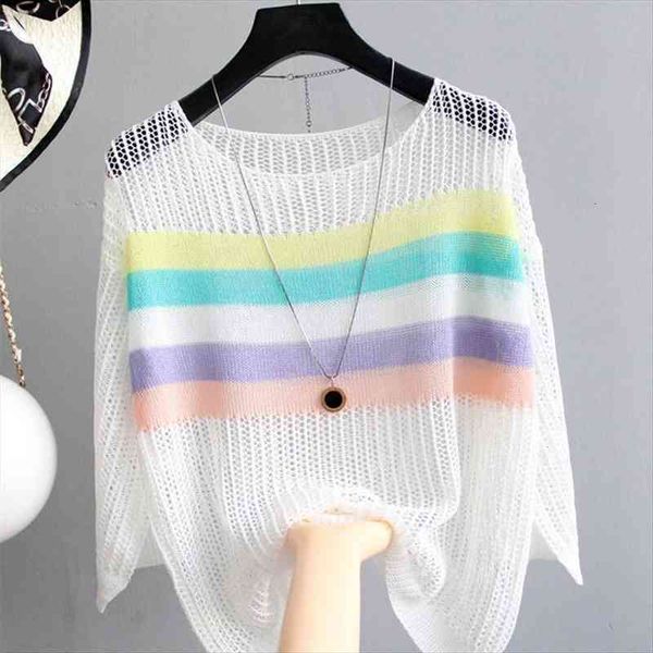 summer pullover women knitted hollow out female sweaters o-neck striped loose knitting shirt, White;black
summer pullover women knitted hollow out female sweaters o-neck striped loose knitting shirt, White;black