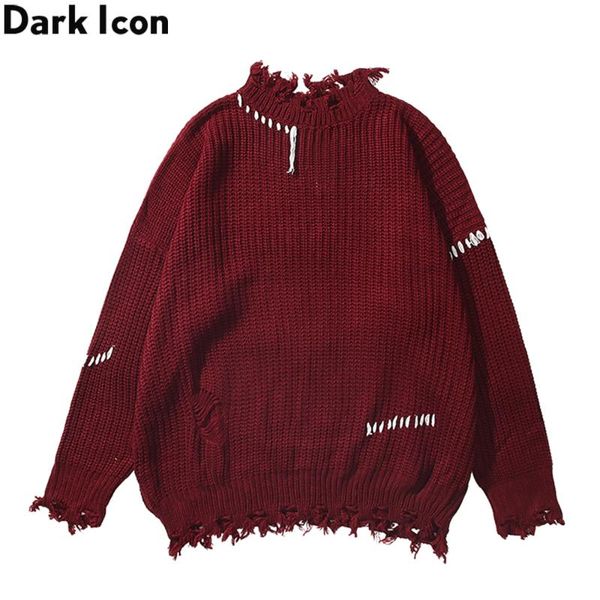 men's sweaters dark ripped solid color sweater men pullover knitwear 2021 winter streetwear clothing, White;black
men's sweaters dark ripped solid color sweater men pullover knitwear 2021 winter streetwear clothing, White;black