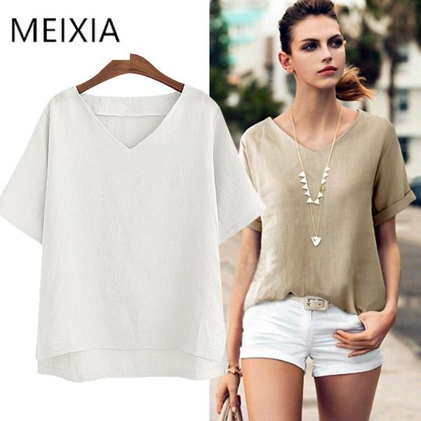 summer women t shirt casual linen breathable solid clothes v-neck cotton polyester light tshirt kg-930, White
summer women t shirt casual linen breathable solid clothes v-neck cotton polyester light tshirt kg-930, White