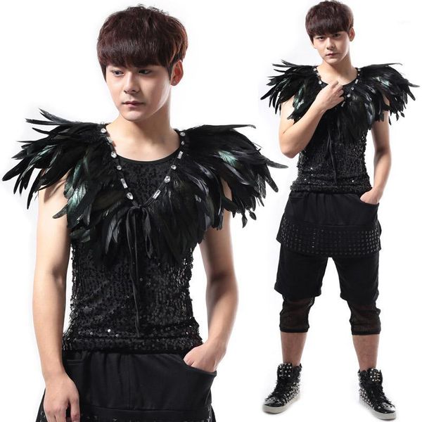 fashion circular colla jazz dance costumes hip hop dancing feather clothing man stage club performance black vest dwy5001, Black;red
fashion circular colla jazz dance costumes hip hop dancing feather clothing man stage club performance black vest dwy5001, Black;red