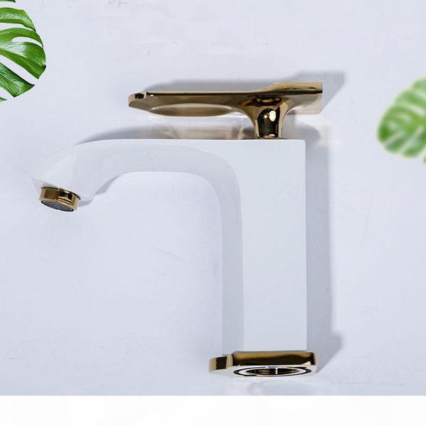 basin faucet bathroom gold handle white body faucet painting finish basin sink tap mixer & cold single hole water
basin faucet bathroom gold handle white body faucet painting finish basin sink tap mixer & cold single hole water