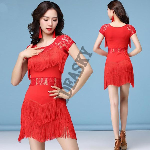 new latin dance dress women performance lace fringe tassel salsa samba practice wear competition ballroom clothe dancing, Black;red
new latin dance dress women performance lace fringe tassel salsa samba practice wear competition ballroom clothe dancing, Black;red