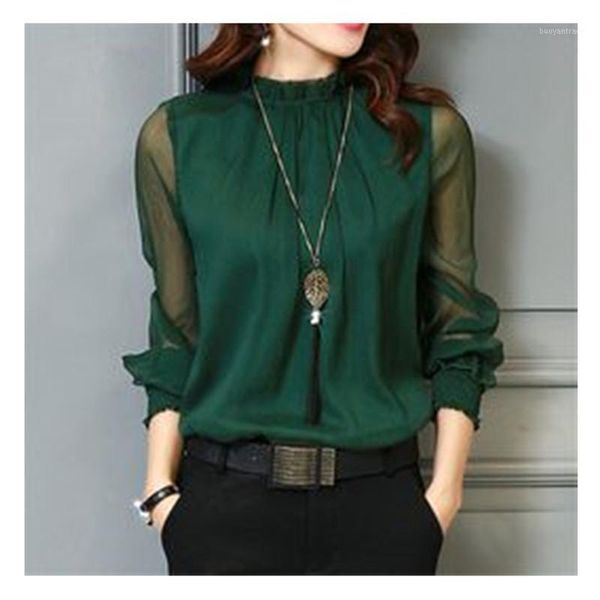 women's blouses & shirts women spring autumn chiffon and stand collar ruffles long sleeve plus size shirt ladies casual blusas1, White
women's blouses & shirts women spring autumn chiffon and stand collar ruffles long sleeve plus size shirt ladies casual blusas1, White