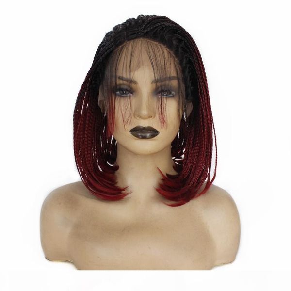 fashion two tones high temperature fiber hair synthetic lace front wig ombre burgundy long braided box braids wigs for women, Black
fashion two tones high temperature fiber hair synthetic lace front wig ombre burgundy long braided box braids wigs for women, Black