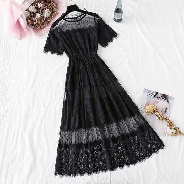 2020 summer dress women high waist hollow out short sleeve sweet lace dress elegant lady a line long ruffle vestidos1, Black;gray
2020 summer dress women high waist hollow out short sleeve sweet lace dress elegant lady a line long ruffle vestidos1, Black;gray