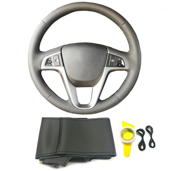 diy hand sewing black genuine leather braid car steering wheel cover accessories for solaris verna i20 accent1
diy hand sewing black genuine leather braid car steering wheel cover accessories for solaris verna i20 accent1