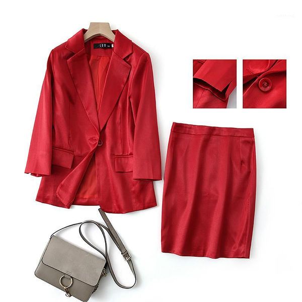 two-piece high-quality silk ladies suit 2020 new casual slim professional skirt suit office lady jacket blazer femininity1, White;black
two-piece high-quality silk ladies suit 2020 new casual slim professional skirt suit office lady jacket blazer femininity1, White;black