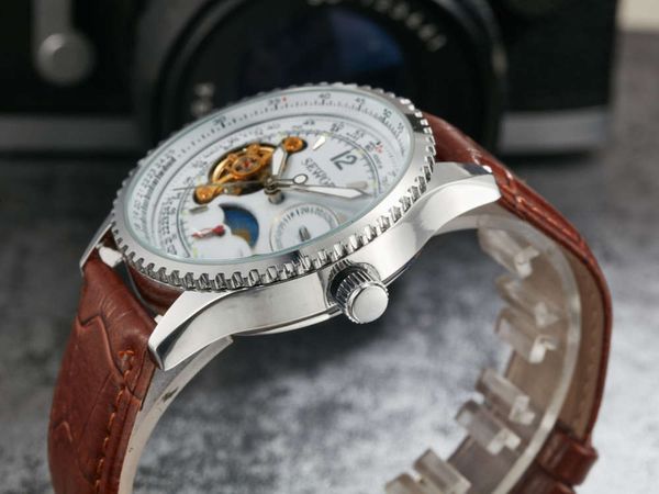 casual sewor watch swarch mechanical tourney men's pointer leather japanese and korean wristwatch 2021quoa, Slivery;brown
casual sewor watch swarch mechanical tourney men's pointer leather japanese and korean wristwatch 2021quoa, Slivery;brown