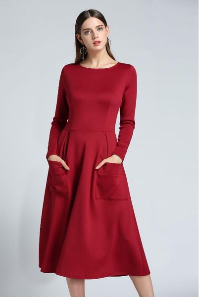 autumn and winter new women's dress solid color long-sleeved zipper pocket dress, Black;gray
autumn and winter new women's dress solid color long-sleeved zipper pocket dress, Black;gray
