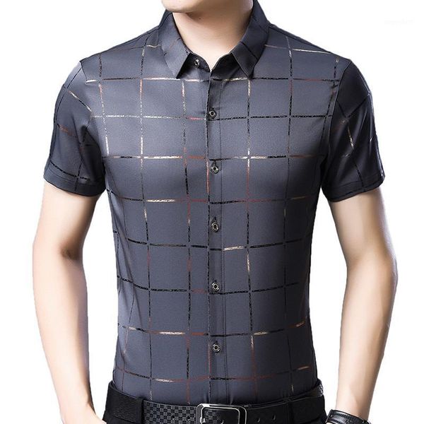 men shirt male dress shirts men's fashion casual short sleeve checkered printed social business formal shirt men blouse1, White;black
men shirt male dress shirts men's fashion casual short sleeve checkered printed social business formal shirt men blouse1, White;black