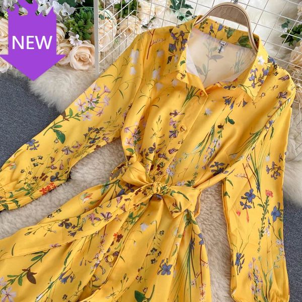 long sleeve lace up a-line vestidos fashion streetwear long robe women yellow print blouses dress autumn french elegant, Black;gray
long sleeve lace up a-line vestidos fashion streetwear long robe women yellow print blouses dress autumn french elegant, Black;gray