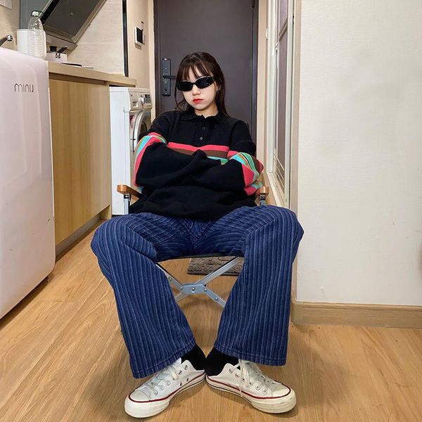 houzhou korean style jeans autumn winter 2020 fashion wide leg pants high waist stripe trousers contrast loose jeans women, Blue
houzhou korean style jeans autumn winter 2020 fashion wide leg pants high waist stripe trousers contrast loose jeans women, Blue