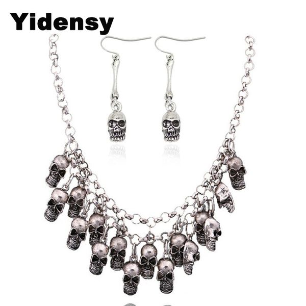 yidensy halloween necklace earring set punk multi-layer tassel bib jewelry sets women rock chain pendant necklaces, Silver
yidensy halloween necklace earring set punk multi-layer tassel bib jewelry sets women rock chain pendant necklaces, Silver