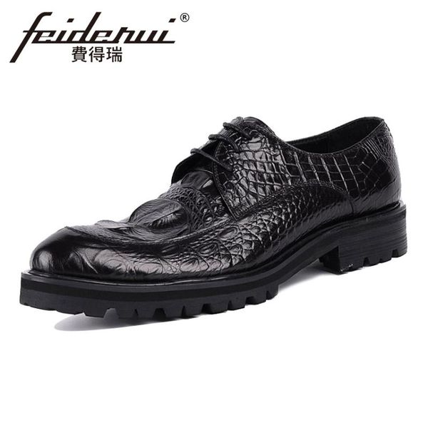 genuine leather handmade men's footwear alligator round toe derby man office flat platform formal dress business shoes ymx84, Black
genuine leather handmade men's footwear alligator round toe derby man office flat platform formal dress business shoes ymx84, Black