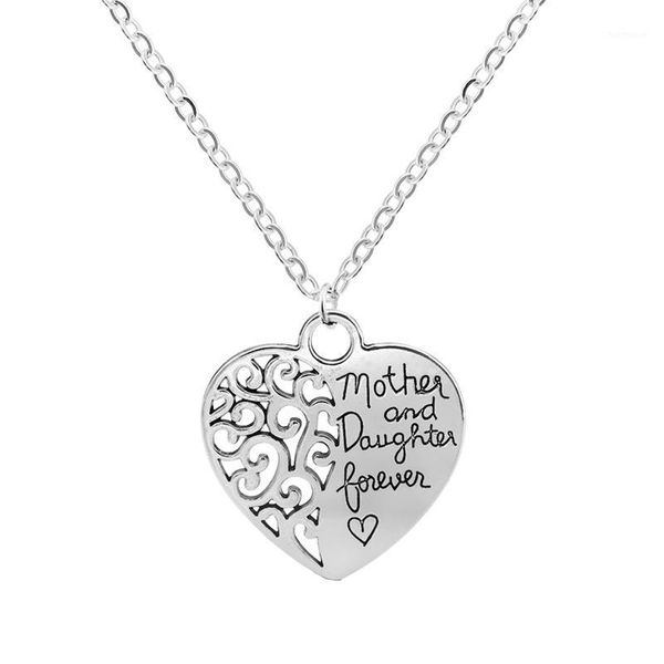 fashion simple hollow out flower heart pendant necklace for women mother gifts word "mother and daughter forever" family jewelry1, Silver
fashion simple hollow out flower heart pendant necklace for women mother gifts word "mother and daughter forever" family jewelry1, Silver
