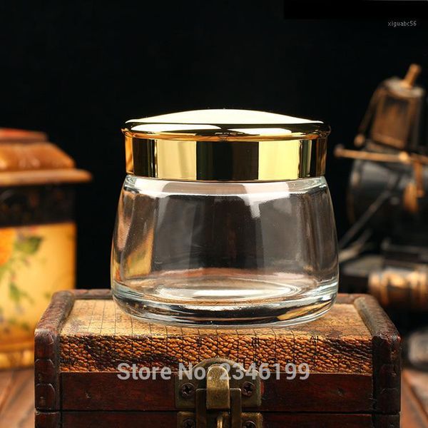 130ml 130g 5pcs/lot empty clear glass cosmetic cream jar with gold silver cap, high class glass mask container, facil cream case1
130ml 130g 5pcs/lot empty clear glass cosmetic cream jar with gold silver cap, high class glass mask container, facil cream case1