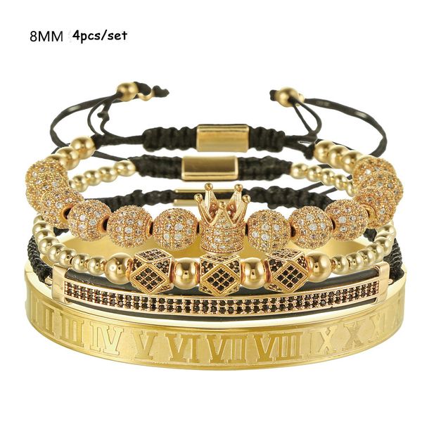 4pcs/set beaded strands roman numeral titanium steel bracelet couple charm crown/for lovers for women men luxury jewelry tainless gift valen, Black
4pcs/set beaded strands roman numeral titanium steel bracelet couple charm crown/for lovers for women men luxury jewelry tainless gift valen, Black