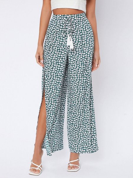 petite high waist drawstring fringe ditsy floral print split thigh pants s0du#, Black;white
petite high waist drawstring fringe ditsy floral print split thigh pants s0du#, Black;white
