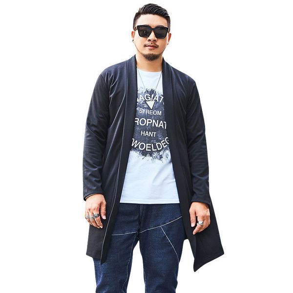 autumn male size long new trench loose big cardigan coat xl-6xl gmvo, Tan;black