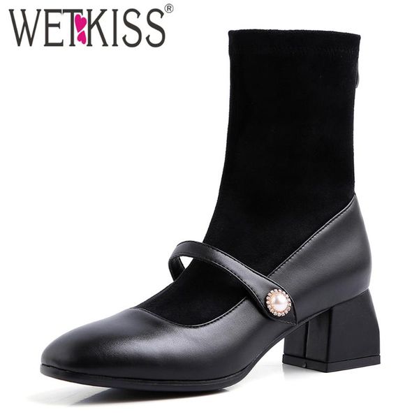 wetkiss sock boots women strappy ankle boots stretch zipper shoes woman chunky heels autumn booties strange med heels big size, Black 
wetkiss sock boots women strappy ankle boots stretch zipper shoes woman chunky heels autumn booties strange med heels big size, Black
