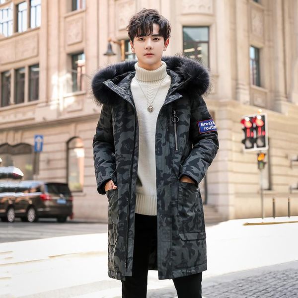 winter men's big fur hood long puffer jackets fashion camouflage thick warm 90% white duck down padded overcoats male jk-988, Black
winter men's big fur hood long puffer jackets fashion camouflage thick warm 90% white duck down padded overcoats male jk-988, Black