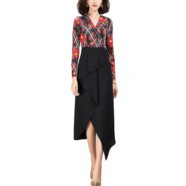 spring long sleeve most recent fashion female floral printed irregularly dress slices 5uyl, Black;gray
spring long sleeve most recent fashion female floral printed irregularly dress slices 5uyl, Black;gray