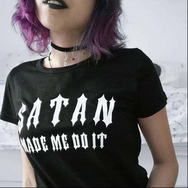 women satan made me do it letter women gothic fun slogan tumblr graphic tees summer casual short sleeve t shirt, White
women satan made me do it letter women gothic fun slogan tumblr graphic tees summer casual short sleeve t shirt, White