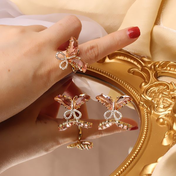 japan korea new design fashion jewelry exquisite set copper inlaid zircon crystal butterfly earrings opening female prom ring, Silver
japan korea new design fashion jewelry exquisite set copper inlaid zircon crystal butterfly earrings opening female prom ring, Silver