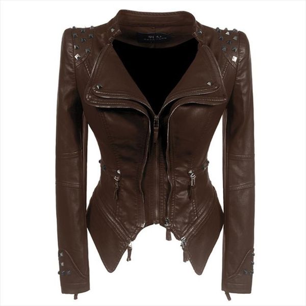 high street double layer collar snake print coat for women print rivet zipper short style jacket slim female coat yj623, Black;brown
high street double layer collar snake print coat for women print rivet zipper short style jacket slim female coat yj623, Black;brown