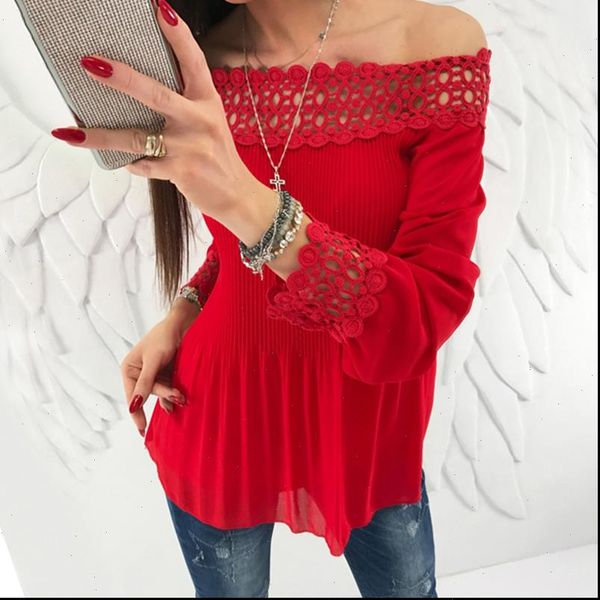 women blouse shirts long sleeve pleated off shoulder blouses hollow out lace women shirts blusas ws5659m, White
women blouse shirts long sleeve pleated off shoulder blouses hollow out lace women shirts blusas ws5659m, White