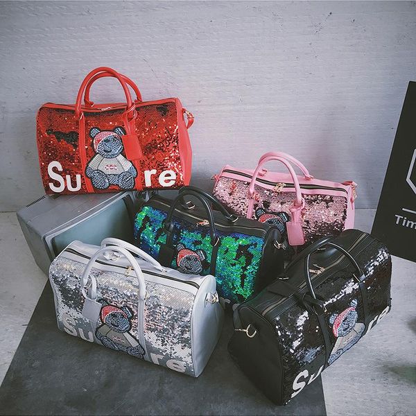 2020 women sequins sport gym large capacity shoulder bag pu cartoon embroidery bear travel luggage bag ladies big tote handbag
2020 women sequins sport gym large capacity shoulder bag pu cartoon embroidery bear travel luggage bag ladies big tote handbag