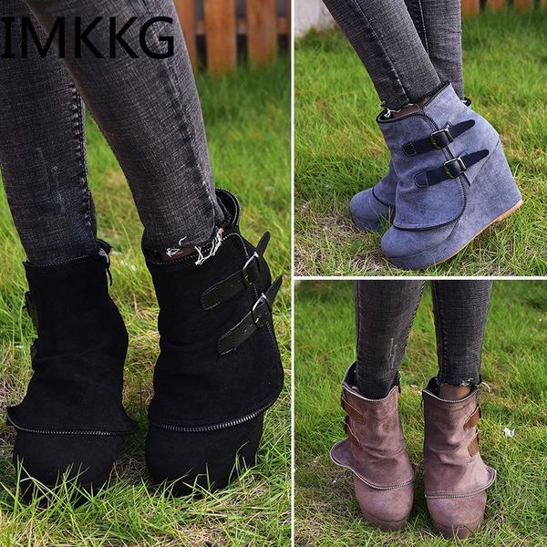 boots 2021 women's fashion wedges zip buclke winter warm high heel shoes for girl female ankle retro botas mujer, Black
boots 2021 women's fashion wedges zip buclke winter warm high heel shoes for girl female ankle retro botas mujer, Black