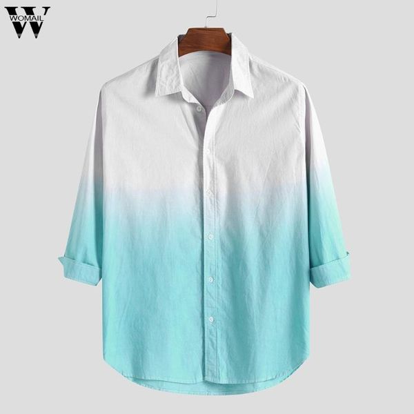 womail new arrivals mens shirts cotton autumn blue gradient printed three quater sleeve casual shirts turn down collar, White;black
womail new arrivals mens shirts cotton autumn blue gradient printed three quater sleeve casual shirts turn down collar, White;black