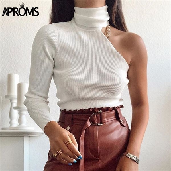 aproms one shoulder white turtleneck knitted sweater women high street long sleeve casual pullover female spring jumpers y200910, White;black
aproms one shoulder white turtleneck knitted sweater women high street long sleeve casual pullover female spring jumpers y200910, White;black