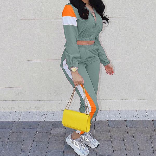 2020 new women two piece set zipper crop and pants hip hop club outfit panelled 2 piece set tracksuit women joggers suit 4.4, Gray
2020 new women two piece set zipper crop and pants hip hop club outfit panelled 2 piece set tracksuit women joggers suit 4.4, Gray