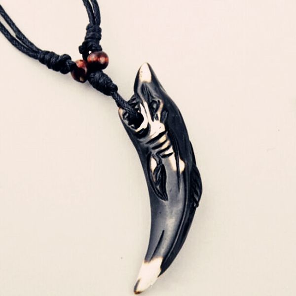 fashion tribal white shark style choker pendant necklace charm jewelry with black cord ing, Silver
fashion tribal white shark style choker pendant necklace charm jewelry with black cord ing, Silver
