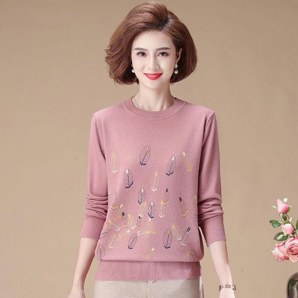 women's sweaters middle-aged sweater autumn and winter base shirt round neck long sleeve, White;black
women's sweaters middle-aged sweater autumn and winter base shirt round neck long sleeve, White;black