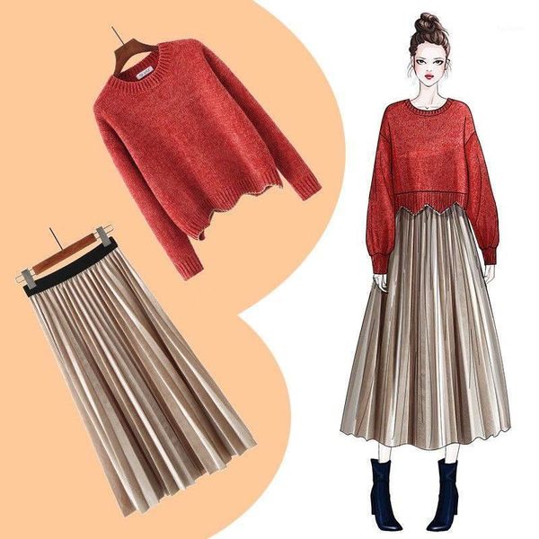2020 autumn winter women casual two piece set female long sleeve knitted pullover sweater+high waist pleated midi skirt set t3091, White
2020 autumn winter women casual two piece set female long sleeve knitted pullover sweater+high waist pleated midi skirt set t3091, White