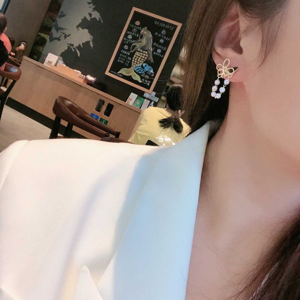 s925 silver needle korean version fresh and sweet double butterfly festival pearl tassel ear thread personalized tag earrings and earrings, Golden
s925 silver needle korean version fresh and sweet double butterfly festival pearl tassel ear thread personalized tag earrings and earrings, Golden