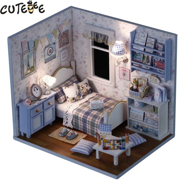 Cutebee Diy Doll House Miniature Dollhouse With Furnitures Wooden House Toys For Children Birthday Gift Handmade Crafts H03 Y200413
