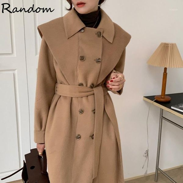 women's wool & blends elegant solid long double-sided coat women double breasted loose pocket vintage outwear jacket winter warm blend, Black
women's wool & blends elegant solid long double-sided coat women double breasted loose pocket vintage outwear jacket winter warm blend, Black